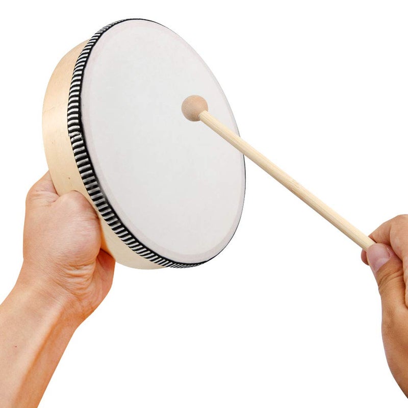 Nydotd 2-Piece Hand Drum Set - 10 Inch & 8 Inch Wooden Frame Drum Percussion Instruments with 2 Drum Beatters for Adult Leisure & Festive Musical Performances - Image 5